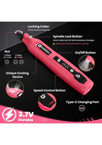 Tr Mini Akülü Döner Alet, 5 Vitesli 3,7 V Şarj Edilebilir Kit, 61 Aksesuar, Usb Şarj Aleti, Zımparalama, Parlatma,