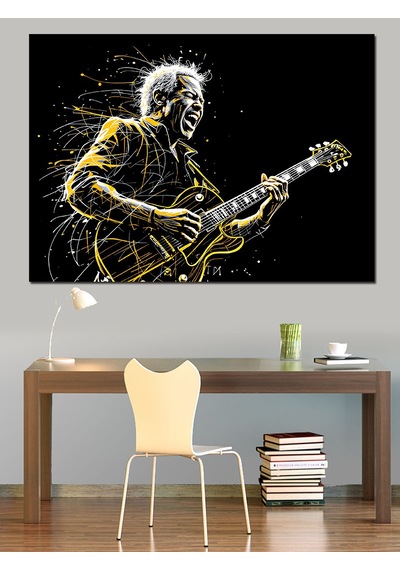 Elektro Gitar Çalan Adam Dekoratif Kanvas - Mdf Ahşap Tablo