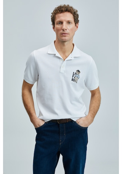 Lufian Erkek Polo Yaka T Shirt 111040220 Beyaz Beyaz