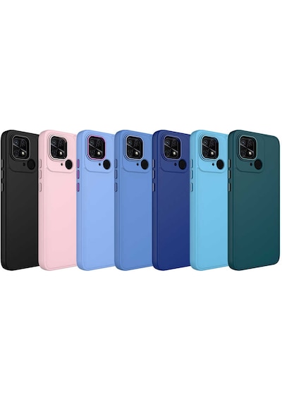 Goocamp Redmi 10c Kılıf Metal Çerçeve Ve Buton Tasarımlı Silikon Luna Kapak - Lavend Lavendery Gray
