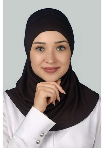 Altobeh Hazır Türban Pratik Eşarp Tesettür Hijab - Namaz Örtüsü -Koyu Kahverengi