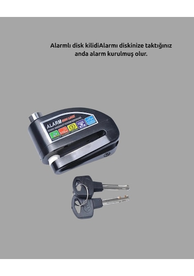 Motosiklet Bisiklet İçin 6mm Pinli Alarmlı Disk Kilidi