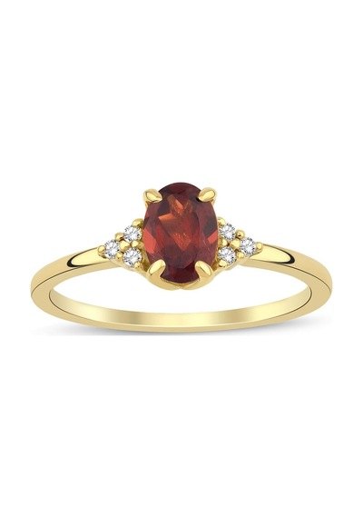 Garnet Oval Tektaş Pırlanta Yüzük