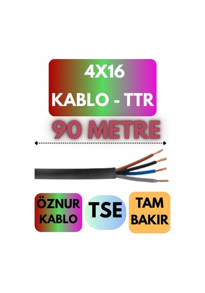Öznur 4x16 Ttr Kablo Metre Seçenekli Siyah - 90 Metre