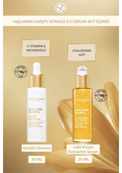 Yves Rocher Yaşlanma Karşıtı Gündüz 2'li Serum Seti - Gündüz Serumu 30 Ml & Konsantre Micro Serum 30 Ml