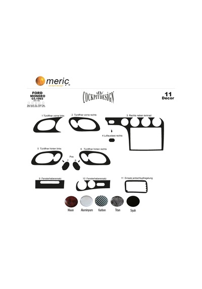 Meriç® Ford Mondeo Ön Torpido Kaplama 11 Parça 1993-1996 (530156350)
