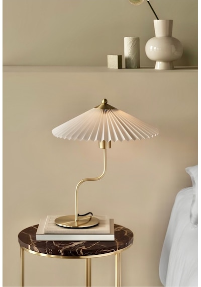 Exclusive Collection Krem Şapka Tasarım Umbrella Abajur Eskitme Gold Sarı Gold