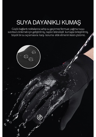 Mucit Home Xl Soğuk Rüzgar Geçirmez Suya Dayanlıklı Dokunmatik Eldiven Parmak Korumalı Motoreldiveni