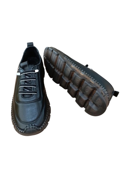 Palovit 2007 Kadın Hakiki Deri Silikon Taban Günlük Comfort Ayakkabı Siyah