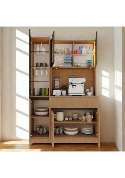 Nordıc Wood Led Li Kahve Köşesi Ünitesi Sol Vitrinli Füme Cam Komple Mdf Modern Mutfak Dolabı Kahverengi Nordıc Wood Led Li Kahve Köşesi Ünitesi Sol Vitrinli Füme Cam Komple Mdf Modern Mutfak Dolabı Kahverengi