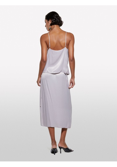 Sisley %100 Viskoz Saten Midi Etek Kadın Gri Etek - 325p42bzl002r