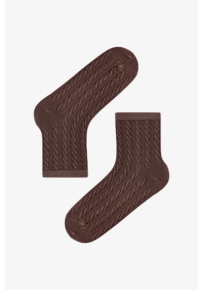 Penti Geometric Jacquard 5li Soket Çorap Kahve