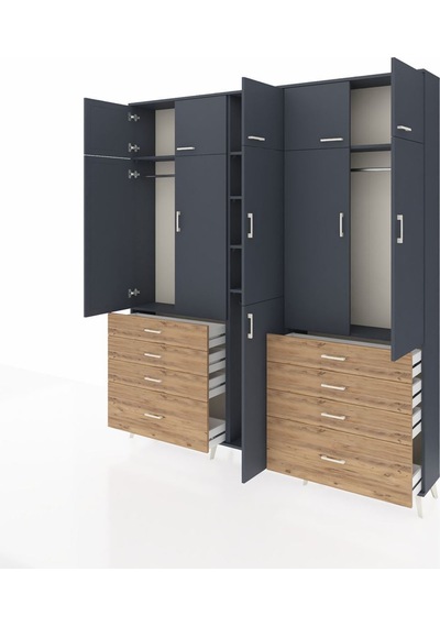 Arges Dolap 8 Raflı 8 Çekmeceli 3 Askılı 220x30x243 Antrasit-antrasit/çam Antrasıt/atlas Çam Arges Dolap 8 Raflı 8 Çekmeceli 3 Askılı 220x30x243 Antrasit-antrasit/çam Antrasıt/atlas Çam