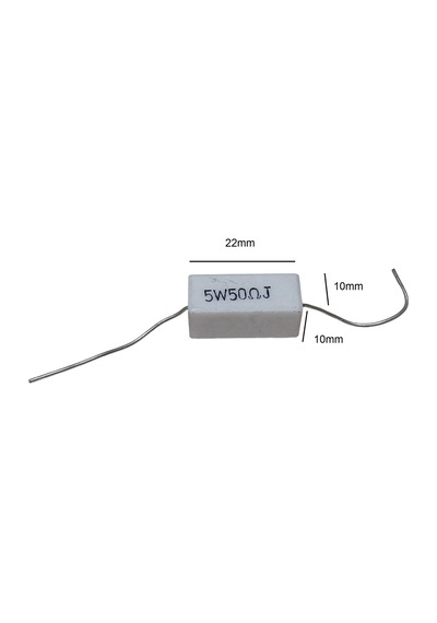 5 Adet 50r 50 R 50ohm 5w Taş Direnç Beyaz 10x10x22mm
