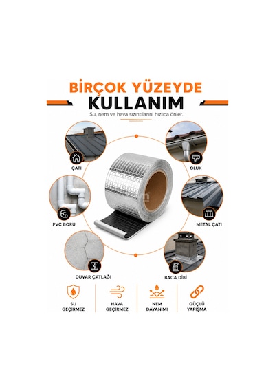 72 Mm X 2 Metre Sakız Sızdırmaz Bant Butil Alüminyum İzolasyon Bandı Su, Nem Ve Hava Sızıntı Tamir Bandı