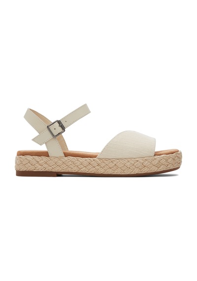 Sandalet Kadın 10020768 Toms Abby Woven/leatherl Natural Slubby Krem