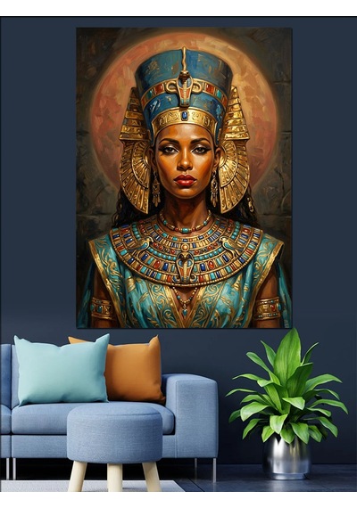 Mısır Kraliçesi Nefertiti Antik Portresi Dekoratif Kanvas - Mdf Ahşap Tablo