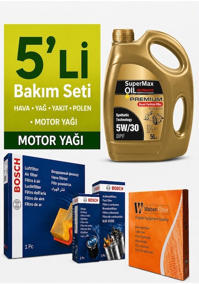 Bosch Audi A5 2.0 Dizel Filtre Bakım Seti-supermax Oil 5w30 5lt 2008-2017 5 Li
