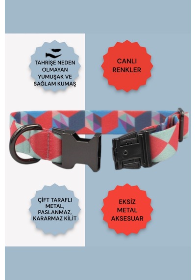 Caramelos İsimli Köpek Tasması, Köpek Künyesi, Köpek İsimlik 140 Pembe & Mavi