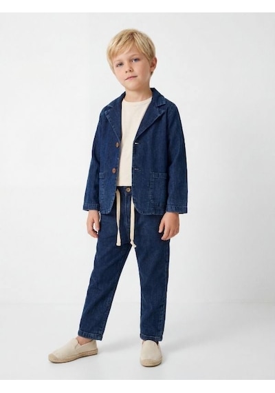 Zekids Erkek Çocuk Müslin Dokulu Rahat Kesim Pantolon-17144 Lacivert