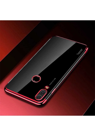 Huawei Y7 Prime 2019 / Huawei Y7 2019 Kılıf Zore Dört Köşeli Lazer Silikon Kılıf Kırmızı