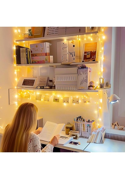 10 Metre Sarı 100 Led Işıklar Peri Işıkları 8 Mod Rgb Işıkları Işık Peri Dize Işıkları Tel Fonksiyonlu Süsleme İnce Telli Aydınlatmalı Şerit Led Yılbaşı Işık Yılbaşı Süsü