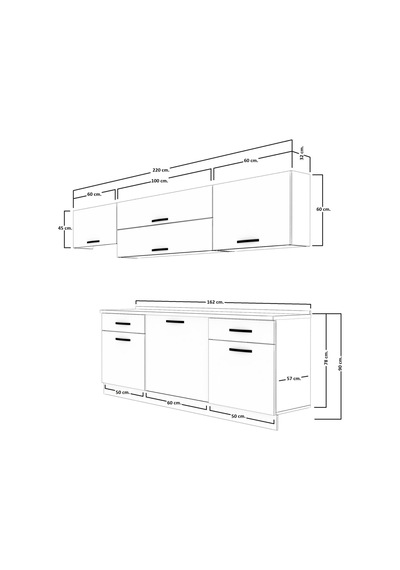 Decoraktiv Prestij 220 Mdf Hazır Mutfak Dolabı - Tezgah Dahil - Naturel Ceviz