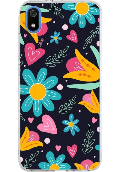 Xiaomi Redmi 7a İle Uyumlu 1mm Slim Fit Retro Renkler 1 Baskılı Şeffaf Kılıf Şeffaf