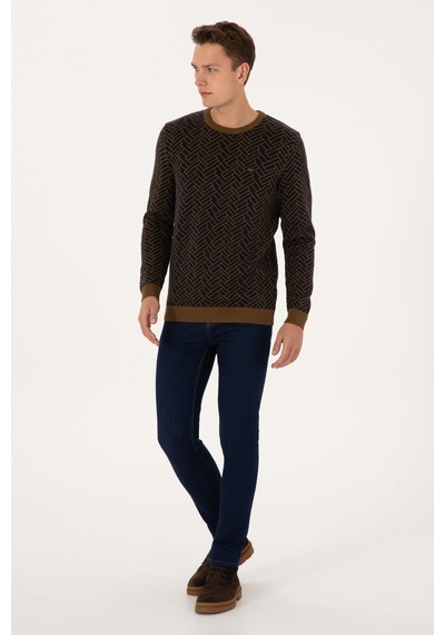 U.S. Polo Assn. Erkek Slim Fit Bisiklet Yaka Haki Kazak 50308343-VR027
