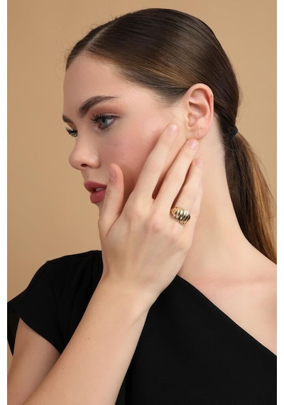 Vogue Burgu 14 Ayar Altın Yüzük T14485 Renkli