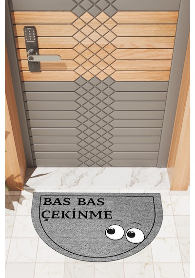 Rugmood Modern Dijital Paspas Gri Bas Bas Çekinme Paspas - Kapı Önü Paspası