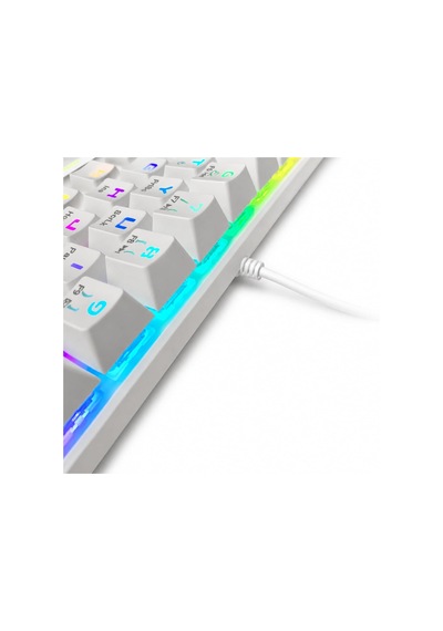60% Kablolu Rgb Mekanik Oyuncu Klavyesi, 62 Tuşlu Türkçe Q Beyaz