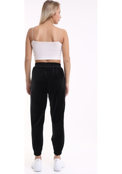 Winmoda34 Kadife Eşofman Jogger Siyah