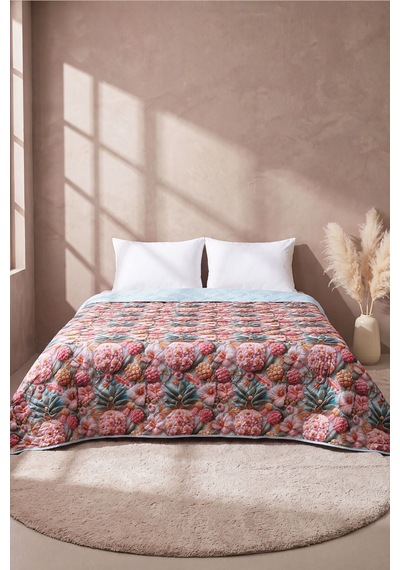 Tropik Çiçekler 5d Çok Amaçlı Çift Kişilik Baskılı Pike & Yatak Örtüsü 200x220 Cm Çok Renkli