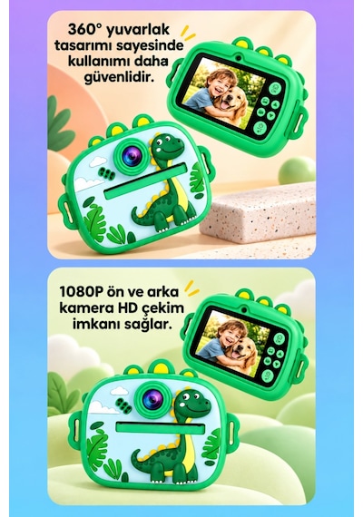 Blackbird Game Center Seyu SY-AM300 Şipşak Termal Yazıcılı Çocuk Dijital Fotoğraf Makinesi Yeşil