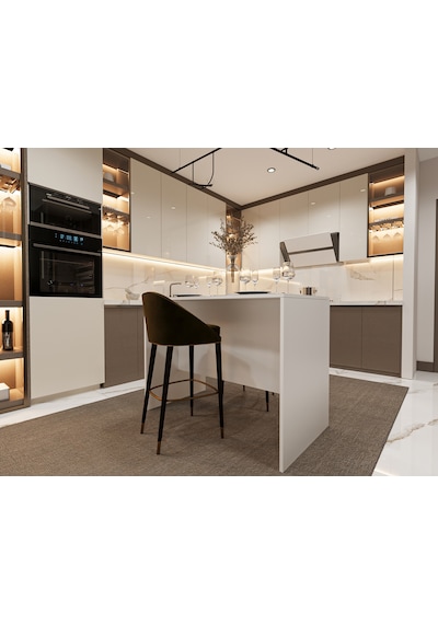 Asra Trend Mutfak Adası MA-03 %100 MDF Yemek ve Bar Masası Beyaz