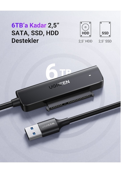 Ugreen Usb-a 3.0 To 2.5-ınch Sata Dönüştürücü Adaptör, 70609