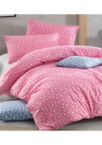 Lionas Tek Kişilik Yorgan Kılıfı 1 Adet Yastık Kılıfı Yıldız Desen Pembe
