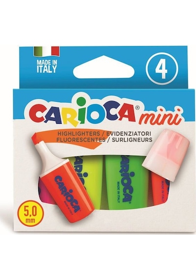 Carioca Fosforlu Mini İşaretleme Kalemi 4 Renk Çok Renkli