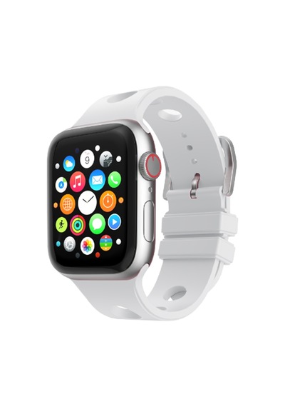 Watch 44mm Delikli Tasarım Mkst Krd-147 Silikon Kordon - Beyaz