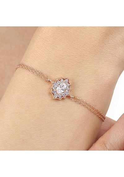 Işıltılı Bohem Güzellik Rose Renk Vintage Gümüş Bileklik