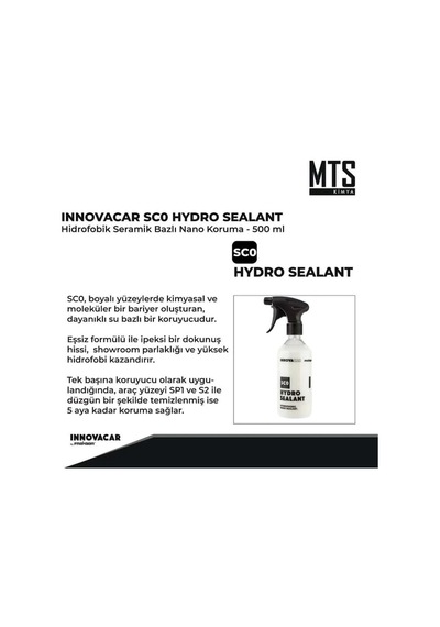 Innovacar Sc0 Hydro Sealant Hidrofobik Seramik Bazlı Nano Koruma 500 Ml