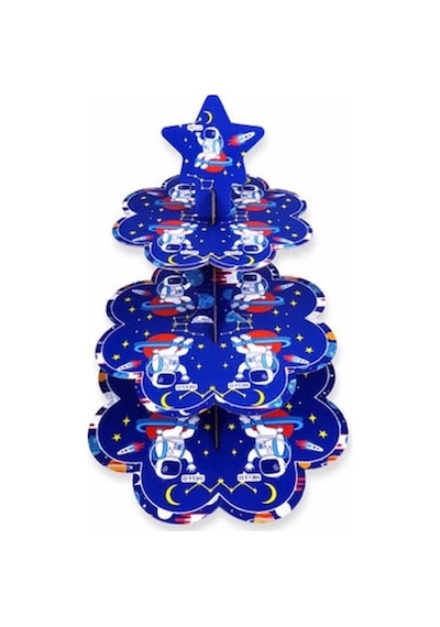 Karton Kek Standı 3 Kat 30cm Uzay Uzay