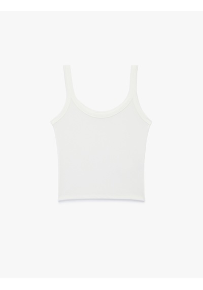 Koton Modal Kumaş Slim Fit U Yaka Askılı Top Beyaz 6sak10035pk