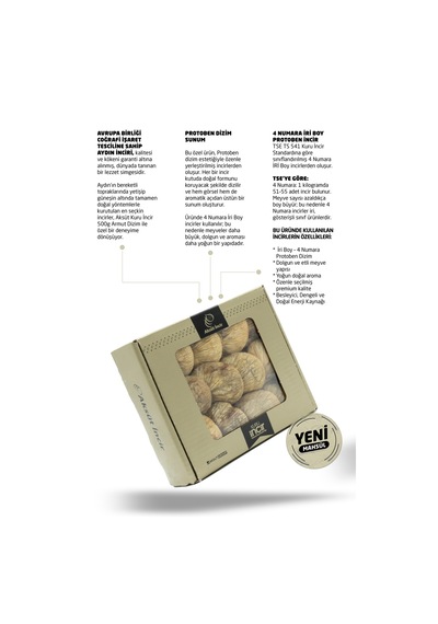 Kuru İncir Protoben Dizim 500g Aydın İnciri Ab Coğrafi İşaretli 500 G