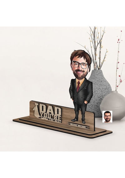 Bk Gift Kişiye Özel 3d Kabartma İsimli Baba Karikatürlü Ahşap Biblo-9, Babaya Hediye, Babalar Günü Hediyeleri Kobitmeyen138197 Bk Gift