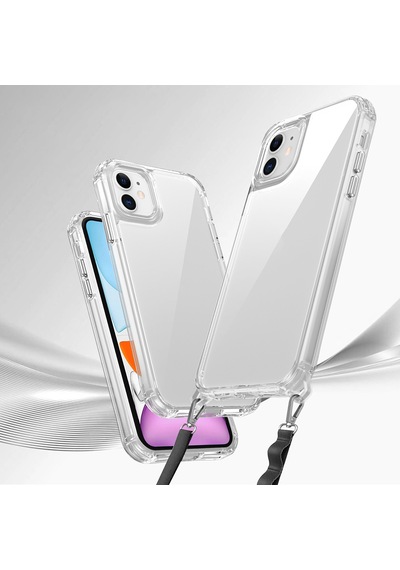 Zore İphone 11 Kılıf Airbagli Takılabilir Askı Aparatlı Ogaa Snap Silikon Kapak - Şeffaf
