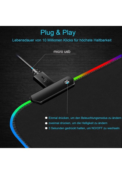 Owege Oyun Fare Altlığı Xxl 800 X 300 Mm Rgb Fare Altlığı, Büyük,