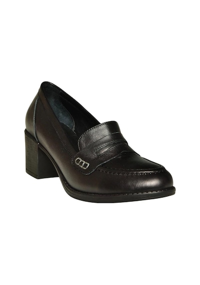 Fox Shoes V468707503 Siyah Hakiki Deri Kalın Topuklu Kadın Ayakkabı Siyah
