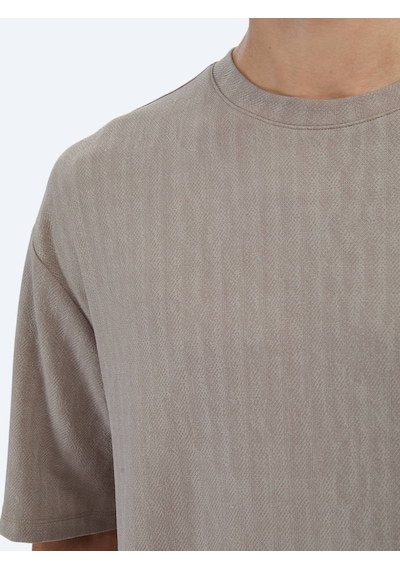 Kip Vizon Desenli Bisiklet Yaka T-shirt Vizon